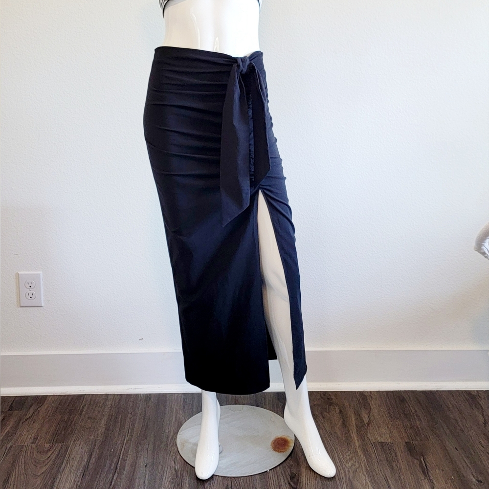 NWT Zara Faux Sarong Midi Pencil Skirt 22 Inch Front Slit Sz Medium